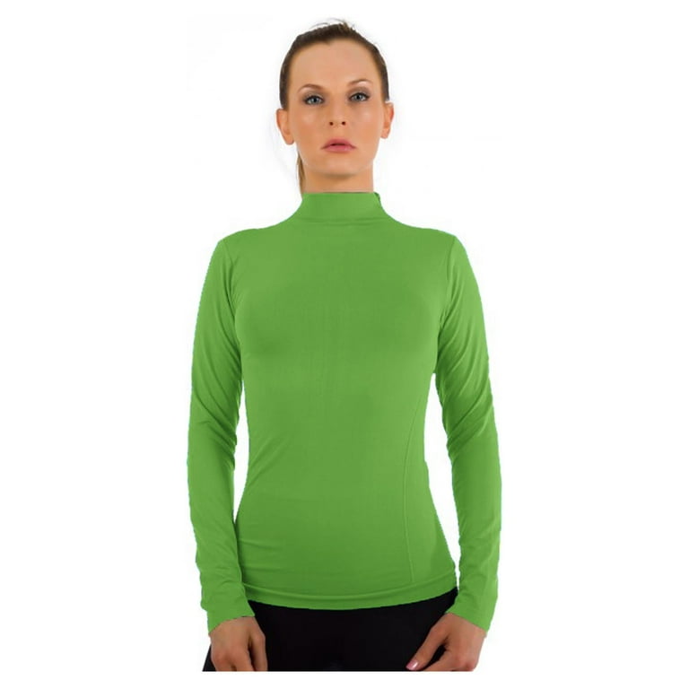 Women Stretch Long Sleeve Mock neck Turtleneck Top Slim Fit Tight Shirt