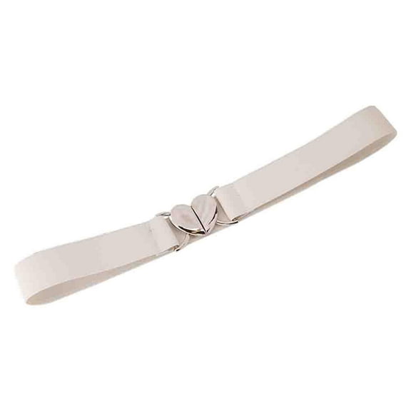 Women Stretch Narrow Waist Belt Elastic Belt Love Heart Metal Handmad Deco T4I6