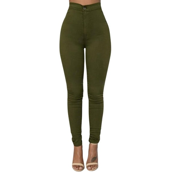 Women Stretch Pencil Pants High Waist Skinny Jeggings Jeans Casual Slim Fit Trousers Women's Skinny Pants Stretch Pencil