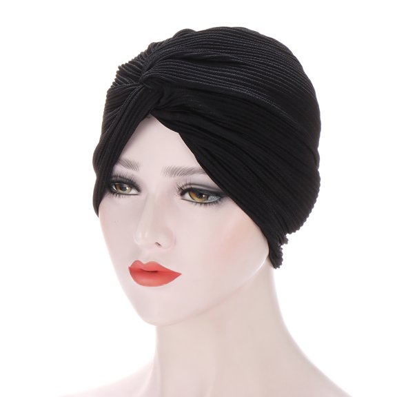 Women Stretch Turbans Head Bennie Cover India's Hat Headwear Muslim Hijab Twisted Pleated Headwrap