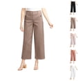 thumbnail image 1 of Women Stretch Twill Cropped Wide Leg Pant Women’s High Waist Casual Wide Leg Pants Capris For Women Casual Summer For Work, 1 of 6