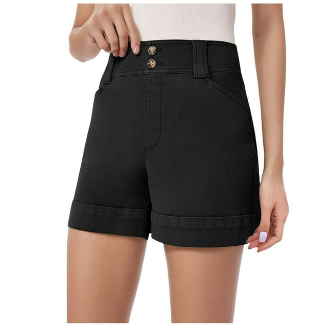 Women Stretch Twill Shorts Polyester for Summer and Various Activities