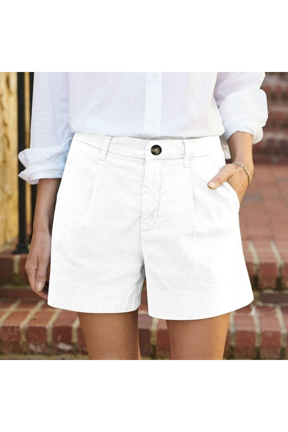 Women Stretch Twill Shorts Summer Casual Bermuda Shorts Pull On Chino Shorts Elastic Waist Stretchy Denim Shorts