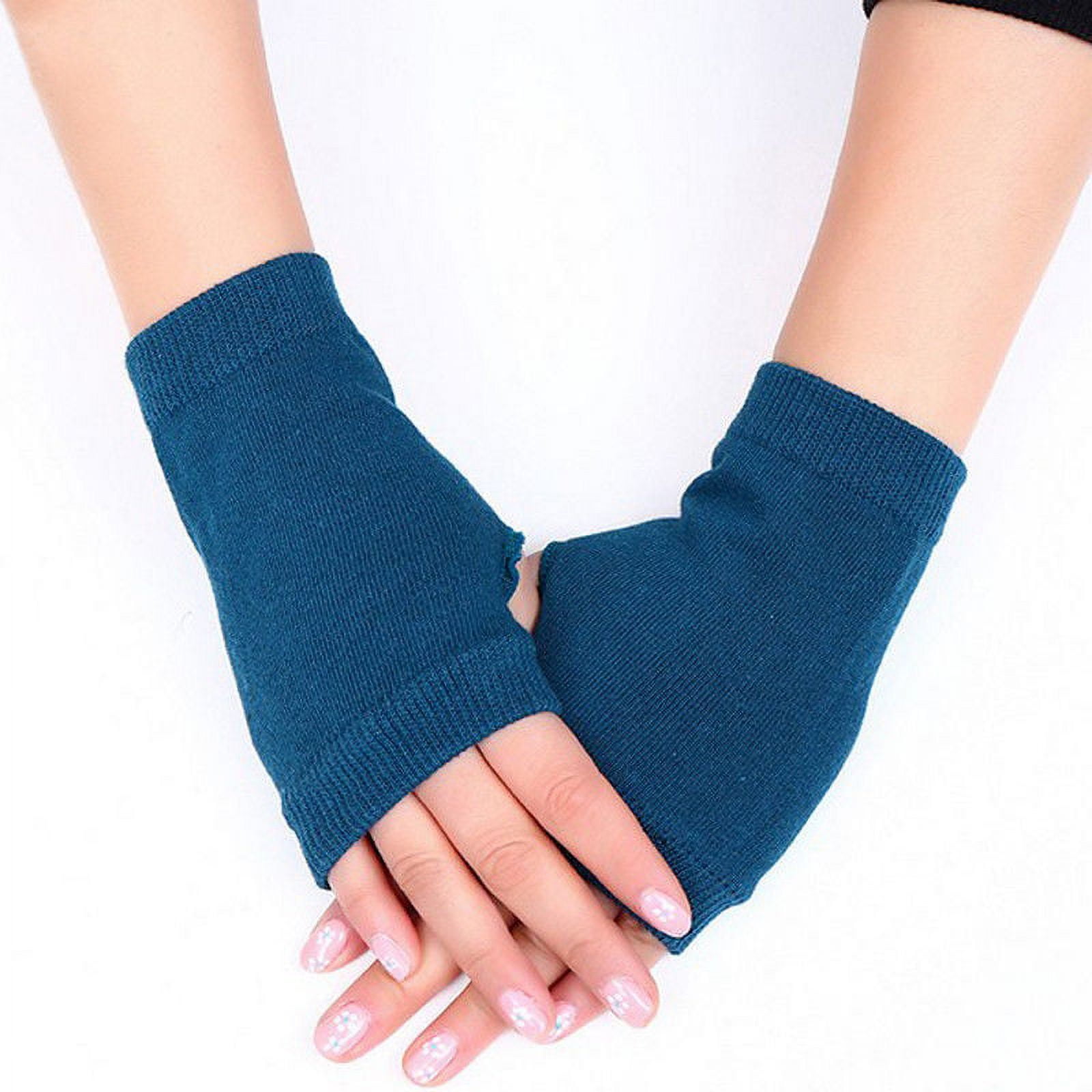 Women Stretchy Arm Warmers Fingerless Gloves Solid Cotton Casual