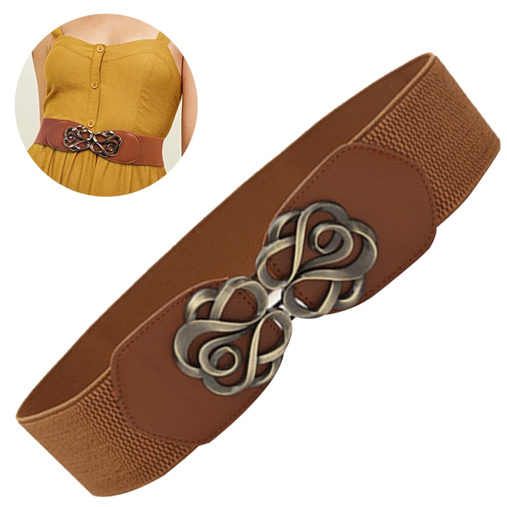 brown waist belt for dress Women's Dark Brown 1.5 Leather Belt | Steel or Brass Horseshoe Buckle main image 1