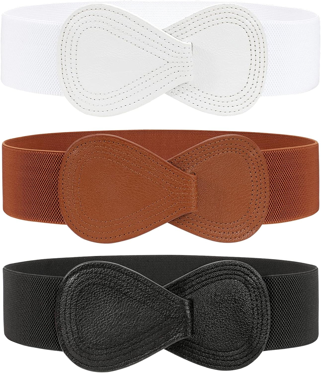 9357 Women Stretchy Belts For Dresses Vintage Elastic Wide Waist JASGOOD Women Stretchy Wide Waist Belt for Dress Ladies  main image 4