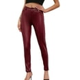 thumbnail image 1 of Women Stretchy Faux PU Leather Pants High Waist Skinny Leggings Elastic Ladies Plus Size Trousers, 1 of 7