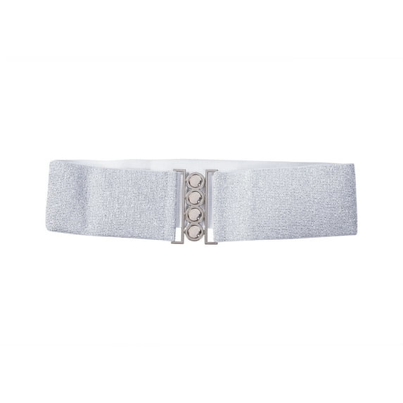Women-Stretchy-Metal-Buckle-Skinny-Waist-Belt-3-Inch-Wide-Elastic-Band