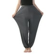 thumbnail image 1 of Women Stretchy Plus Size Pants Solid Color Trouser Casual Loose Baggy with Pockets for Yoga Dance Sport Homewear, 1 of 3