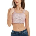 thumbnail image 1 of Women Stretchy Sequins Fashion Crop Top Square Neck Wide Strap Sparkling Party Tube Tops,Rose,Small, 1 of 5