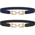 thumbnail image 1 of Women Stretchy Waist Belt Retro Elastic Skinny Belt for Ladies with Gold Buckle, 1 of 11