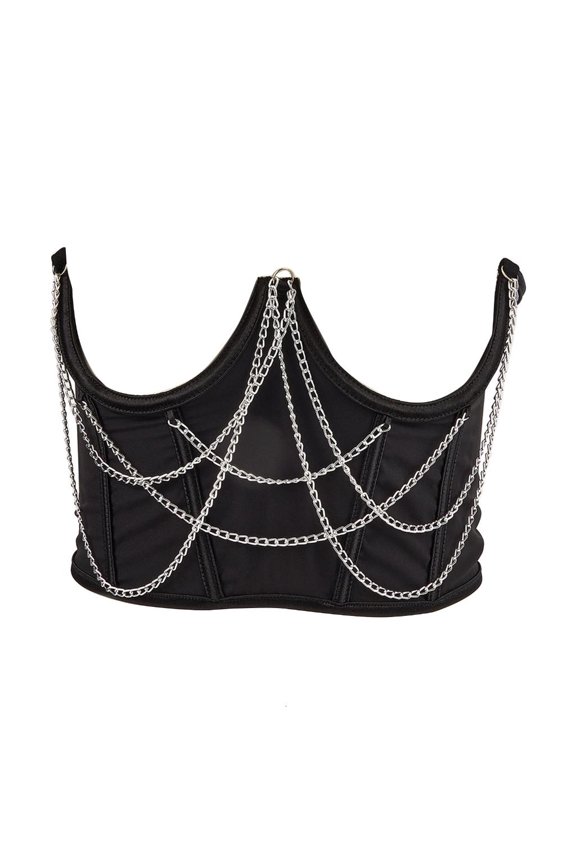 Women Stretchy Waist Belt Vintage Elegant Wide Corset Elastic Rope Decorative Women Corset with Dangle Chain