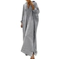 thumbnail image 1 of Women Stripe And Linen Shirt Dress Casual Loose Maxi Dresses, 1 of 5