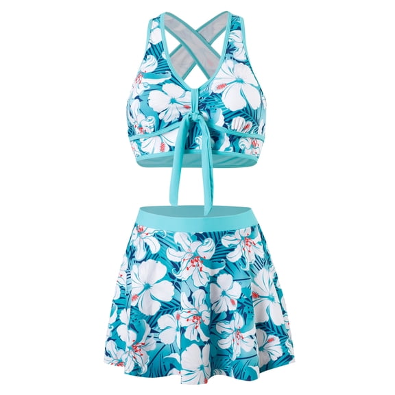 Women Stripe Dot Skirt Swimsuit Backless Tankini Bikinis Set 2024 Female Bathing Suit USA National Flag Swimsuit