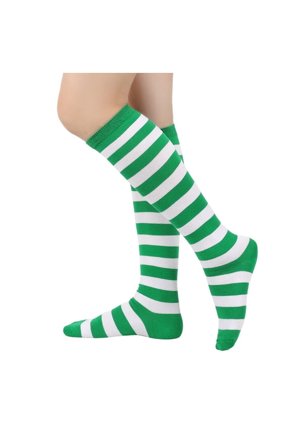 Women Stripe Knee Highs Socks Girls Funny Novelty Athletic Socks Colorful Stripe Stockings Tube Sock Cosplay Costumes