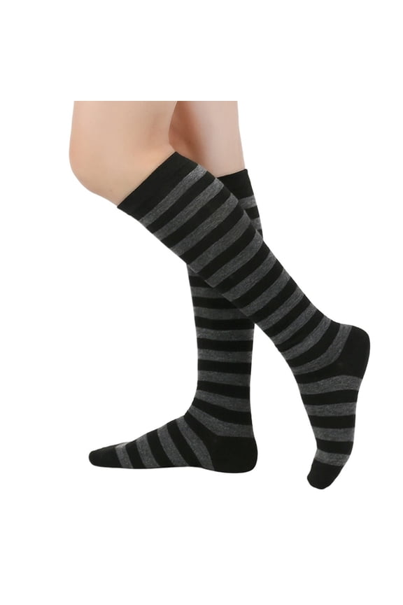 Women Stripe Knee Highs Socks Girls Funny Novelty Athletic Socks Colorful Stripe Stockings Tube Sock Cosplay Costumes