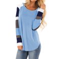 thumbnail image 1 of Women Stripe Printed Color Block Long Sleeve Tunic T-Shirt, 1 of 2