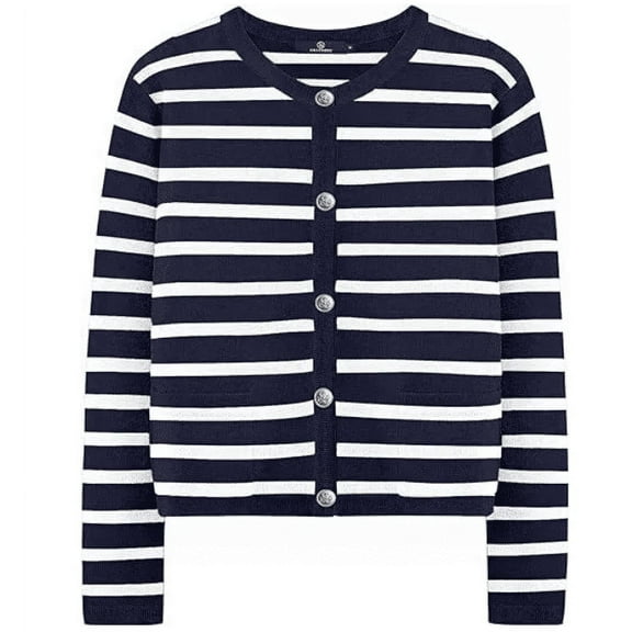 Women Striped Cardigan Sweaters Fall Outfit Cloth Fashion Trendy Casual Long Sleeve Tops