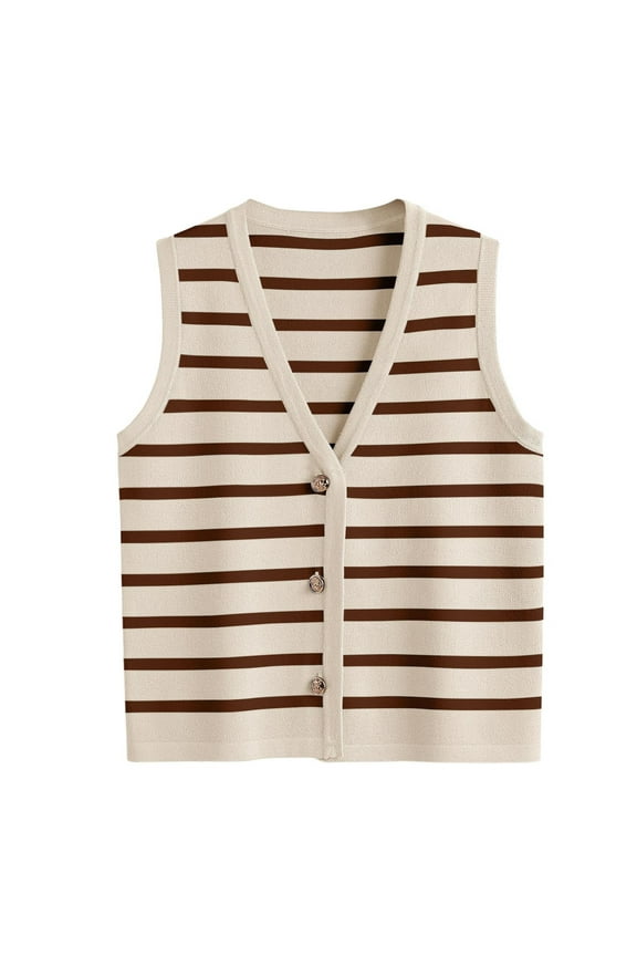 Women Striped Dressy Tops Cropped Tank Tops Sleeveless Button Up Cardigan Sweater Vests Silk A Line Tops for Women 3 Shirts Back Cut Top Women 3x Workout Shirts Nylon Active Top Women Top Women Arm