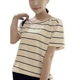thumbnail image 1 of Women Striped Fashion Short Sleeve O-Neck Tops Loose Thin Student T-shirt, 1 of 3