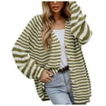 thumbnail image 1 of Women Striped Knitted Cardigan Sweaters Long Sleeve V Neck Button Down Trendy Sweaters Tops Outwear for Women, 1 of 7