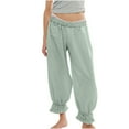 thumbnail image 1 of Women Striped Long Bloomer Pants Low Rise Elastic Waist Harem Slacks Casual Going Out Trousers with Pockets, 1 of 9