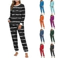thumbnail image 1 of Women Striped Pajama Set Long Sleeve Lounge Set Two Piece Sleepwear Soft Pjs Loungewear Outfits, 1 of 6
