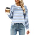thumbnail image 1 of New Women Striped Print Long Sleeve T-Shirt Pullover Cute Tops, 1 of 2