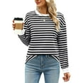 thumbnail image 1 of New Women Striped Print Long Sleeve T-Shirt Pullover Cute Tops, 1 of 2