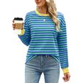thumbnail image 1 of New Women Striped Print Long Sleeve T-Shirt Pullover Cute Tops, 1 of 2