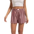 thumbnail image 1 of Women Striped Shorts High Elastic Waist Casual Summer Pajama Bottoms Cute Lounge Short with Pockets, 1 of 6