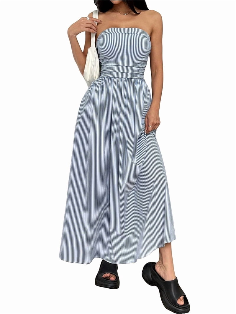 blue tube maxi dress Amazon.com: Women's Tube Top Maxi Dresses Printed Tie Dye Strapless Bodycon Long Dress Split Side Sleeveless Party Elegant Outfits Blue : Clothing, Shoes & Jewelry