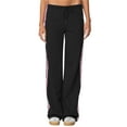 Women Striped Track Pants Elastic Waist Straight Leg Sweatpants Joggers