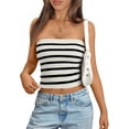 thumbnail image 1 of Women Striped Tube Tops Strapless Going Out Backless Sleeveless Sexy Cute Knit Crop Summer Clothes, 1 of 5