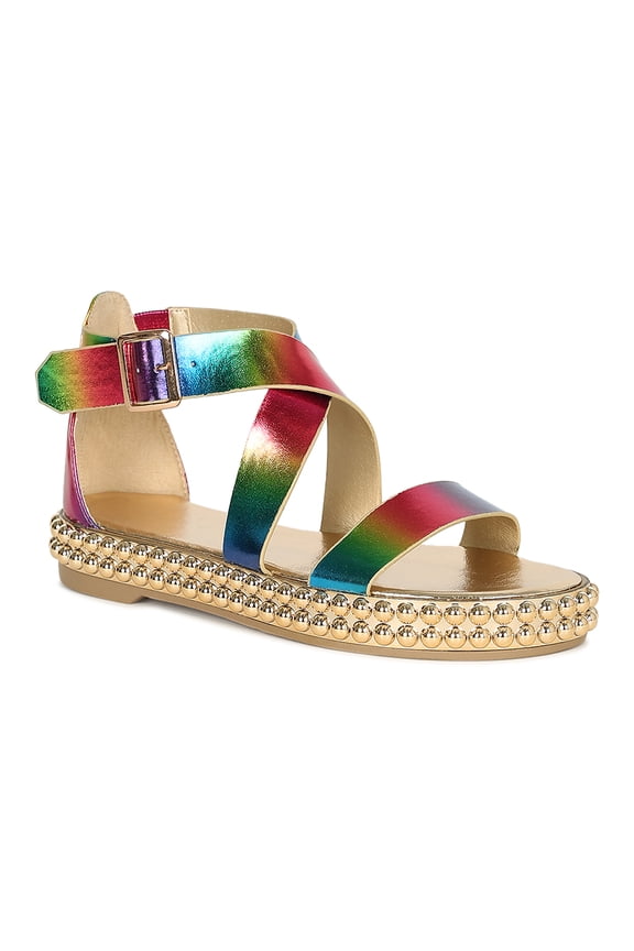Women Studded Midsole Open Toe Flatform Sandal 18888