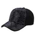thumbnail image 1 of Women Studded Rhinestone Crystals Adjustable Baseball Cap Solid And Shiny Denim Sun Hat, 1 of 4