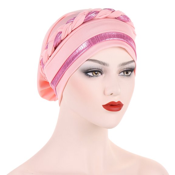 Women Stylish Braided Plait Stretch Turban Beanie Hat Hair Head Wrap Elastic Cap