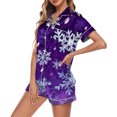 thumbnail image 1 of Women Stylish Home Holiday Sleep Wear Christmas Printed Short Sleeve Top and Matching Shorts Set Decorative Button Pajamas Detail, 1 of 4
