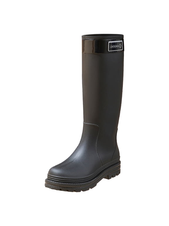 Women Stylish Rain Boots Waterproof Rubber Boots Durable Slip Resistant Muck Boots Tall Water Fishing Shoes Comfort Knee High Work Outdoor Gardening Farming