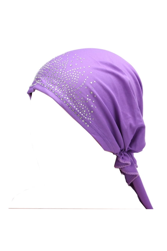 Women Stylish Turban Hats Rhinestones Hat Slouchy Beanie Baggy Headwrap Caps