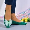 thumbnail image 1 of Women Suede Ballet Flats, Round Toe 3D Mesh Butterfly Pearl Decor Slip On Flat Shoes, Cute Casual Dress Shoes for Wedding, 1 of 8