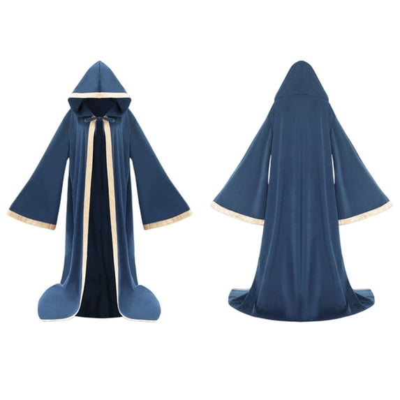 Women Suede Bell Long Sleeve Cape Renaissance Wizard Cloak with Hat Unisex Adult Halloween Party Cosplay Costume