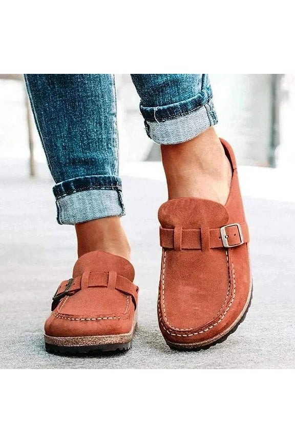 Women Suede Clogs Mules Garden Loafer Shoes Memory Foam Slipper Casual Sneakers Comfortable Slip on Sandals Anti-Slip Backless Home Office Walking Shoes