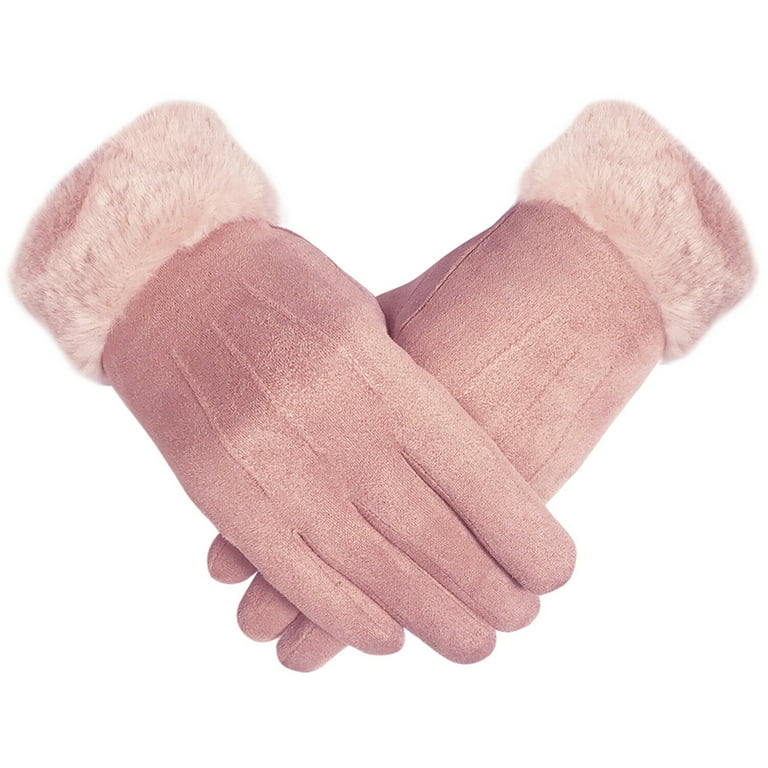 Lined Touch Gloves with Faux Fur Cuff – The Glove Lady