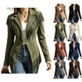 thumbnail image 1 of Women Suede Fringe Jacket Lapel Long Sleeve Open Front Western Coat with Tassel Trim Casual Slim Outerwear for Autumn, 1 of 7