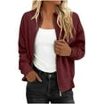 thumbnail image 1 of Women Suede Jacket Cropped Trench Coats Crewneck Outwear Zip Up Cardigan Faux Leather Peacoat Casual Long Sleeve Tops Vintage Clothes Open Front Coat Fall Fashion Clothing, 1 of 9