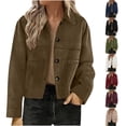 thumbnail image 1 of Women Suede Jacket Lightweight Lapel Button Down Trench Coat Trendy Casual Long Sleeve Fall Jacket with Pockets,XXL,Blue, 1 of 6