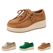 Women Suede Platform Wedge Rocker Loafers with Arch Support Comfortable Round Toe Wedge Non-Slip Casual Lace Up Dress Moccasin Shoes S