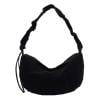 Women Suede Shoulder Bag Ruched Hobo Tote Handbag Mini Clutch For Travel Decor Bag (Black)
