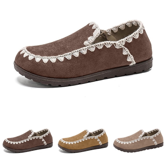 Women Suede Slip On Moccasin Loafers, Casual Flat Shoes, Non Slip Soft Sole Walking Flats for Daily Driving Outdoor Khaki 8.5(41)